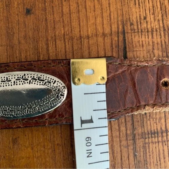 Cache Leather Silver Medallion Belt Sz M - Picture 3 of 8